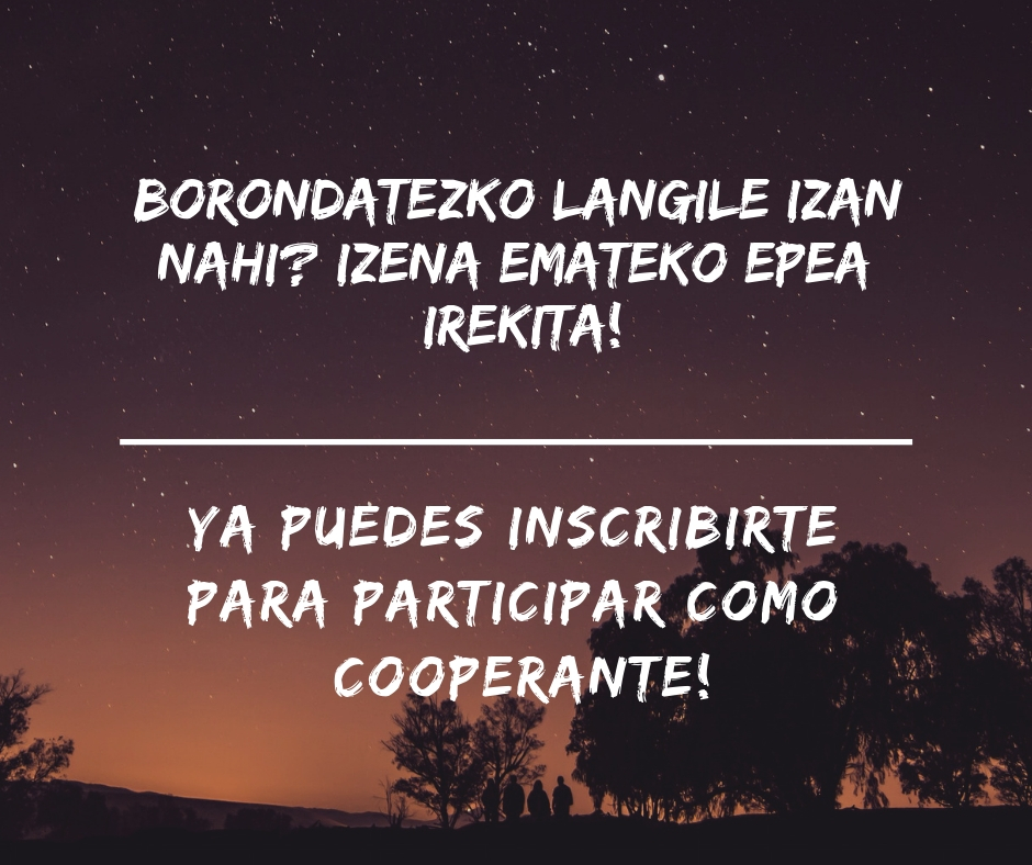 Ya puedes inscribirte para participar como cooperante! Borondatezko langile izan nahi- Izena emateko epea irekita! (2)