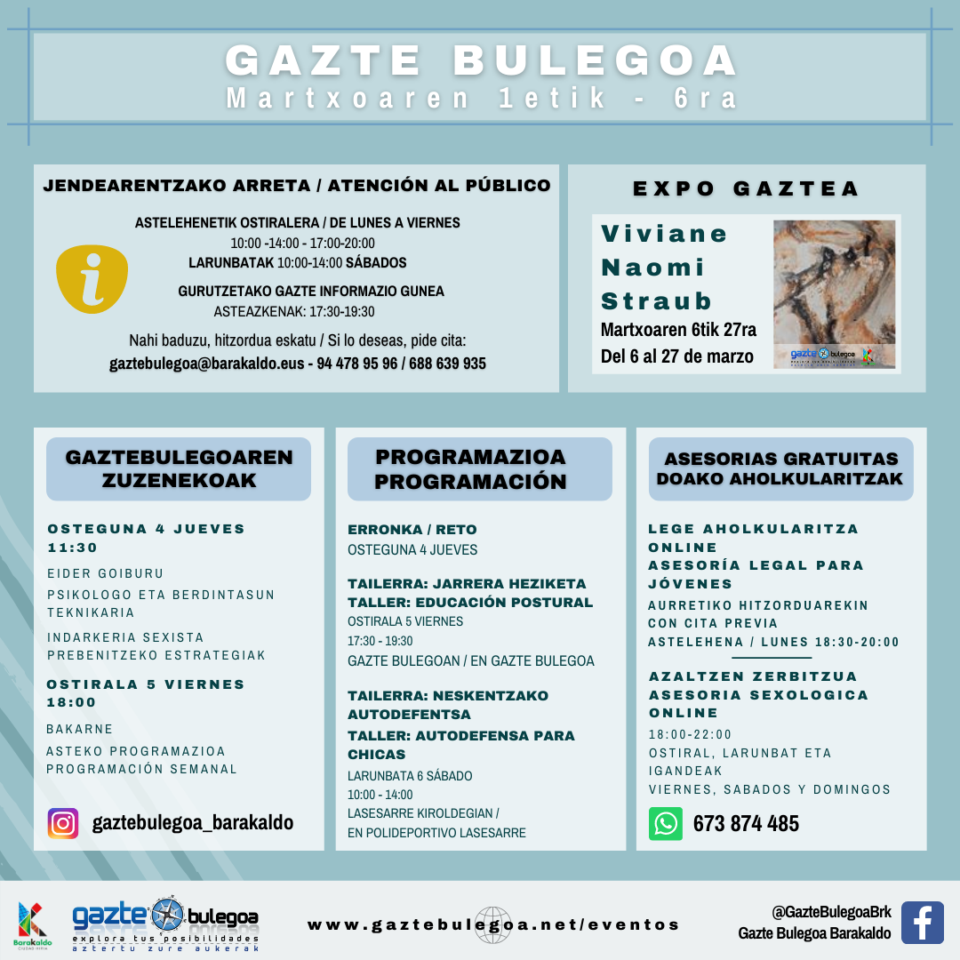 Cartel de la Programación Semanal en Gazte Bulegoa