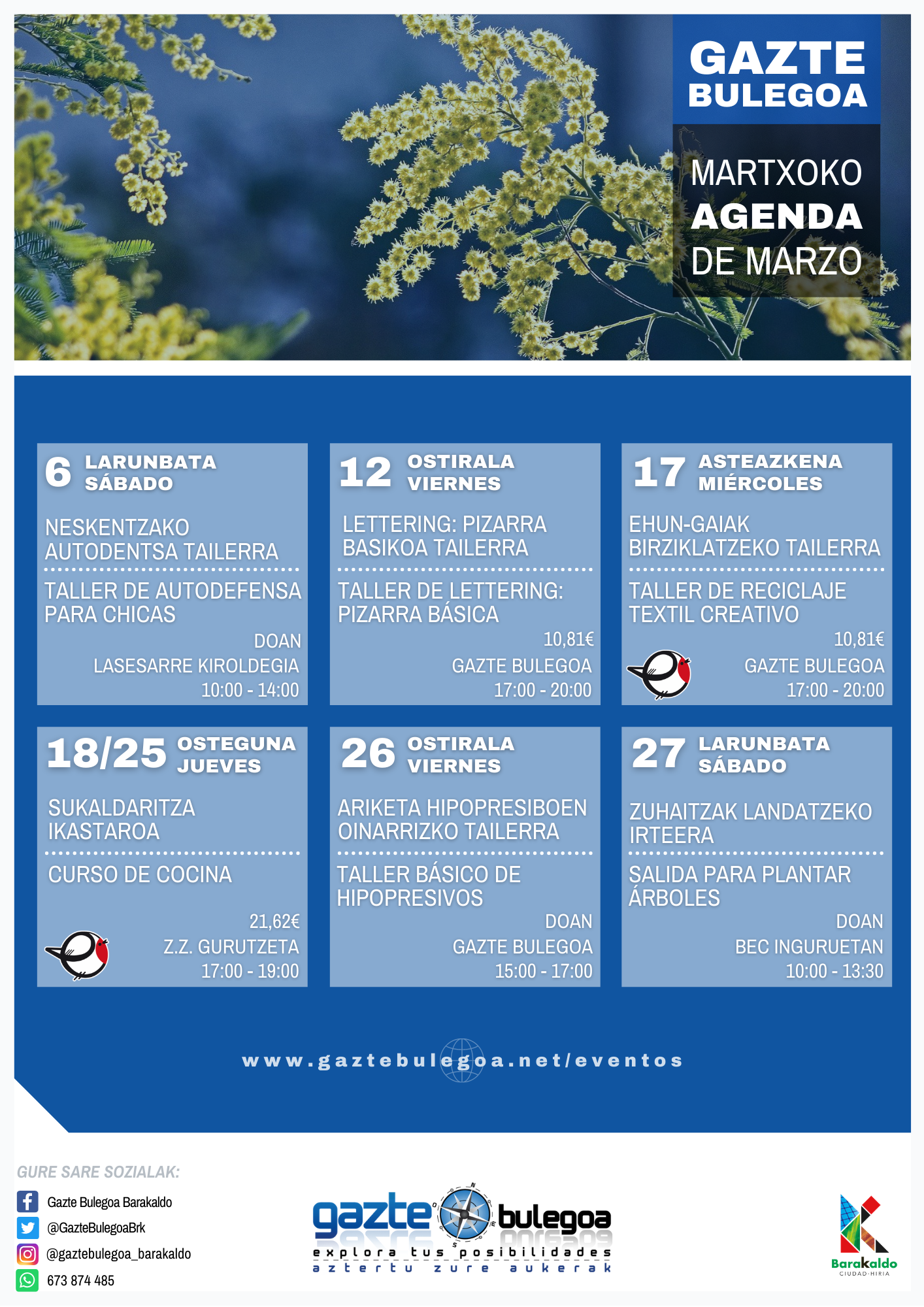 Calendario de Actividades de Gazte Bulegoa